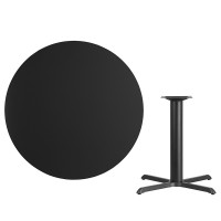 Flash Furniture XU-RD-42-BLKTB-T3333-GG 42" Round Black Laminate Table Top with 33" Table Height Base